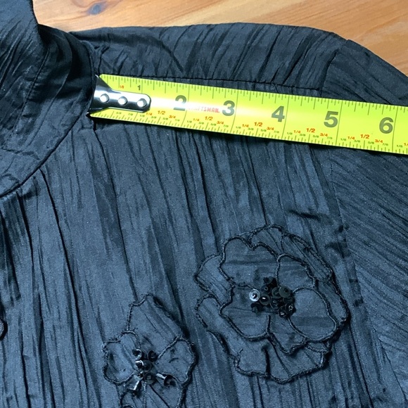 Tango Mango Deep Black, Long Sleeve Party Blouse w Ruffles and Embellishments - Picture 11 of 15